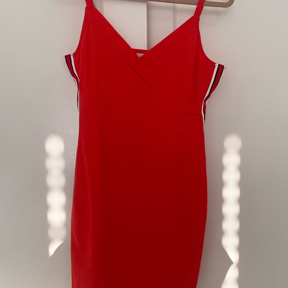 Red side stripe bodycon mini dress